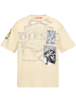 Diesel: Бежевая футболка 