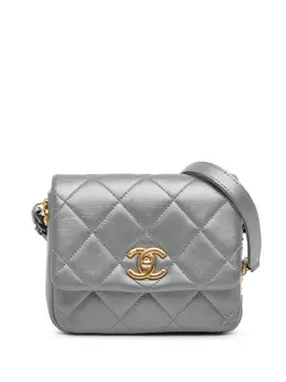 CHANEL Pre-Owned: Серебристая сумка через плечо 