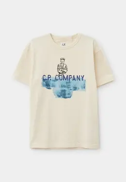 C.P. Company: Бежевая футболка 