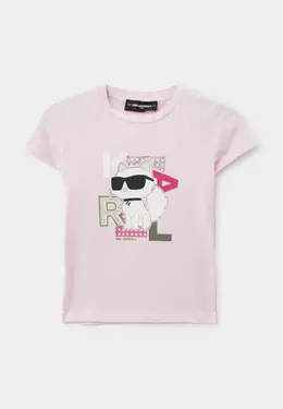 Karl Lagerfeld Kids: Розовая футболка 