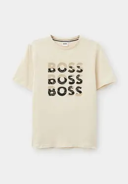 Boss: Бежевая футболка 