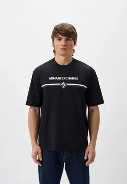 Armani Exchange: Синяя футболка 