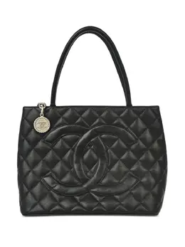 CHANEL Pre-Owned: Чёрная сумка-шоппер 