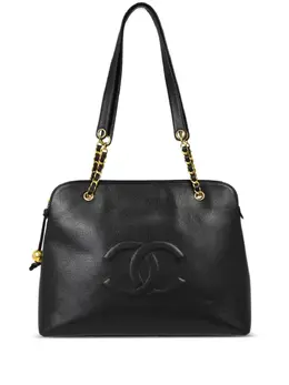 CHANEL Pre-Owned: Чёрная сумка-шоппер 