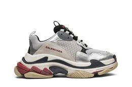 Balenciaga: Серебристые кроссовки  Triple S