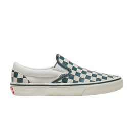 Vans: Зелёные шлёпанцы  Classic Slip On Checkerboard