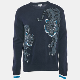 Kenzo: Синий свитер  Tiger