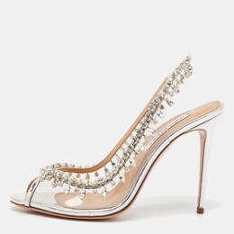 Aquazzura: Серебристые сандалии  Temptation