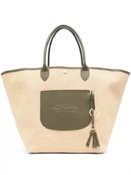 Longchamp: Бежевая сумка-шоппер  Le Pliage