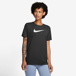 Nike: Чёрная футболка  Dri-FIT Swoosh