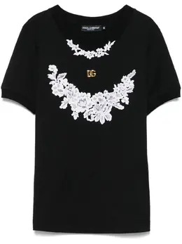 Dolce & Gabbana: Кружевная футболка  T