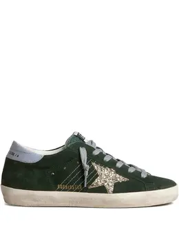 Golden Goose: Зелёные кроссовки  Super Star