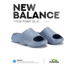 New Balance: Синие шлёпанцы  Fresh Foam