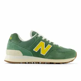 New Balance: Зелёные кроссовки  574