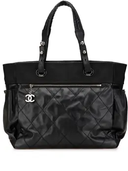 CHANEL Pre-Owned: Чёрная сумка-шоппер 