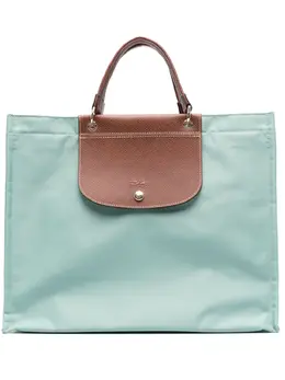 Longchamp: Зелёная сумка-шоппер 