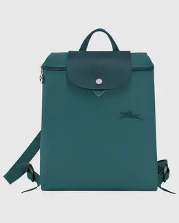 Longchamp: Зелёный рюкзак  Le Pliage Green