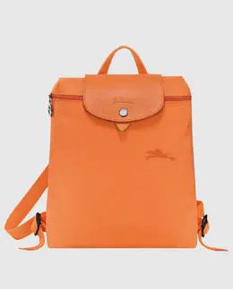 Longchamp: Зелёный рюкзак  Le Pliage Green