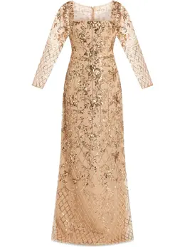 Marchesa Notte: Бежевое платье 