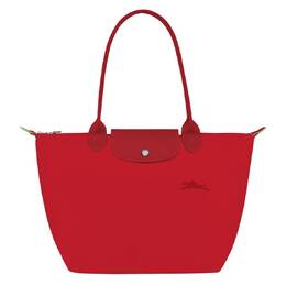 Longchamp: Красная сумка-шоппер  Le Pliage