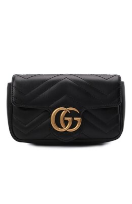 Gucci: Чёрная сумка  GG Marmont