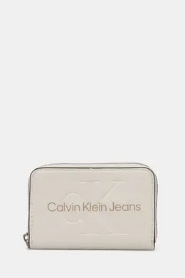 Calvin Klein Jeans: Бежевый кошелёк 