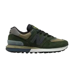 New Balance: Зелёные кроссовки  574
