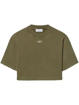 Off-White: Зелёная футболка 