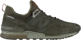 New Balance: Зелёные кроссовки  574