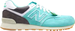 New Balance: Зелёные кроссовки  574