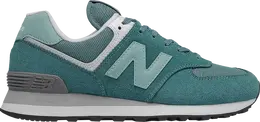 New Balance: Зелёные кроссовки  574