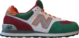 New Balance: Зелёные кроссовки  574