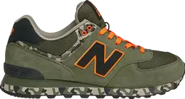 New Balance: Зелёные кроссовки  574