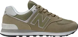 New Balance: Зелёные кроссовки  574
