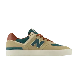 New Balance: Зелёные кроссовки  574