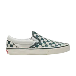 Vans: Зелёные шлёпанцы  Classic Slip On Checkerboard