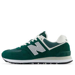 New Balance: Зелёные кроссовки  574