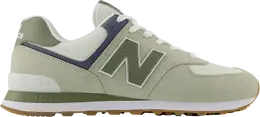 New Balance: Зелёные кроссовки  574