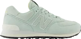 New Balance: Зелёные кроссовки  574