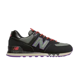 New Balance: Зелёные кроссовки  574