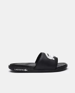 Lacoste: Чёрные шлёпанцы  Croco