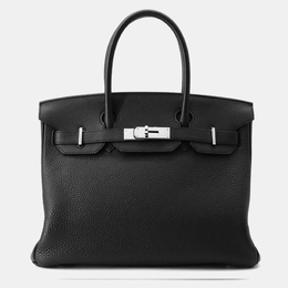 Hermes: Чёрная сумка-шоппер  Birkin 30