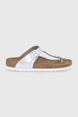 Birkenstock: Серебристые шлёпанцы  Gizeh