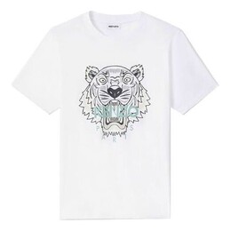 Kenzo: Белая футболка  Tiger Head