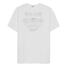 Kenzo: Белая футболка  Tiger Head