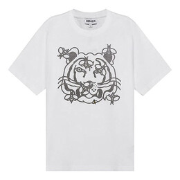 Kenzo: Белая футболка  Tiger Head