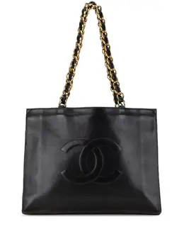 CHANEL Pre-Owned: Чёрная сумка-шоппер 