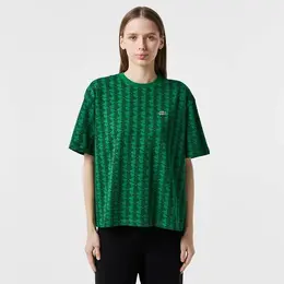 LACOSTE: Зелёная футболка 