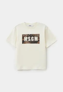 MSGM Kids: Бежевая футболка 