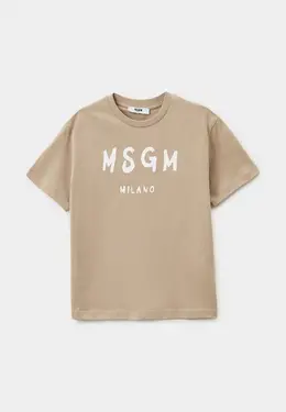 MSGM Kids: Бежевая футболка 